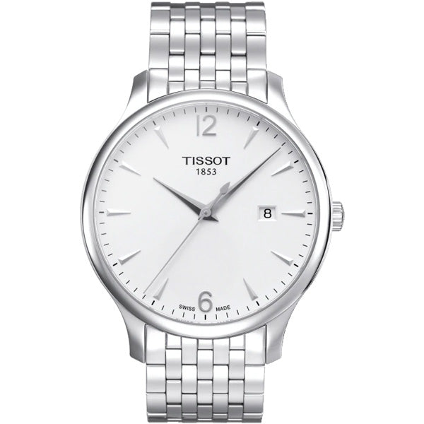 Tissot T Classic Tradition White Dial Silver Steel Strap Watch For Men - T063.610.11.037.00
