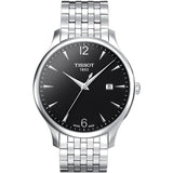 Tissot T Classic Tradition Black Dial Silver Mesh Bracelet Watch For Men - T063.610.11.057.00