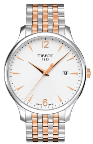 Tissot T Classic Tradition White Dial Two Tone Mesh Bracelet Watch For Men - T063.610.22.037.01