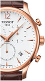 Tissot T Classic Tradition Chronograph White Dial Brown Leather Strap Watch For Men - T063.617.36.037.00