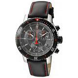 Tissot T Sport PRS 200 Chronograph Grey Dial Black Leather Strap Watch For Men - T067.417.26.051.00