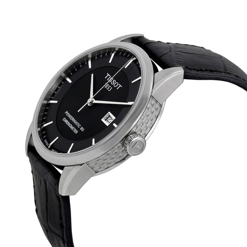 Tissot T Classic Luxury Automatic Black Dial Black Leather Strap Watch For Men - T086.408.16.051.00