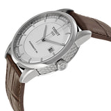 Tissot Gentleman Powermatic 80 Silicium Silver Dial Brown Leather Strap Watch For Men - T127.407.16.031.00