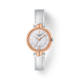 Tissot Flamingo Mother of Pearl Dial White Leather Strap Watch For Women - T094.210.26.111.01