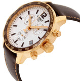 Tissot Quickster Chronograph White Dial Brown Leather Strap Watch For Men - T095.417.36.037.02