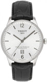 Tissot Chemin Des Tourelles Powermatic 80 Silver Dial Black Leather Strap Watch For Men - T099.407.16.037.00