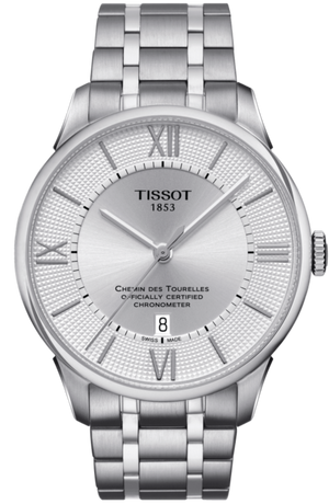 Tissot T Classic Chemin Des Tourelles 42mm Silver Dial Silver Steel Strap Watch For Men - T099.408.11.038.00