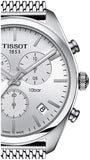 Tissot PR 100 Chronograph White Dial Silver Mesh Bracelet Watch For Men - T101.417.11.031.02
