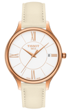 Tissot T Lady Bella Ora Round White Dial Beige Leather Strap Watch For Women - T103.210.36.018.00