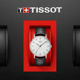 Tissot Everytime Desire Medium White Dial Black Leather Strap Watch For Men - T109.410.16.032.00