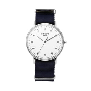 Tissot T Classic Everytime Large White Dial Blue NATO Strap Watch For Men - T109.610.17.037.00