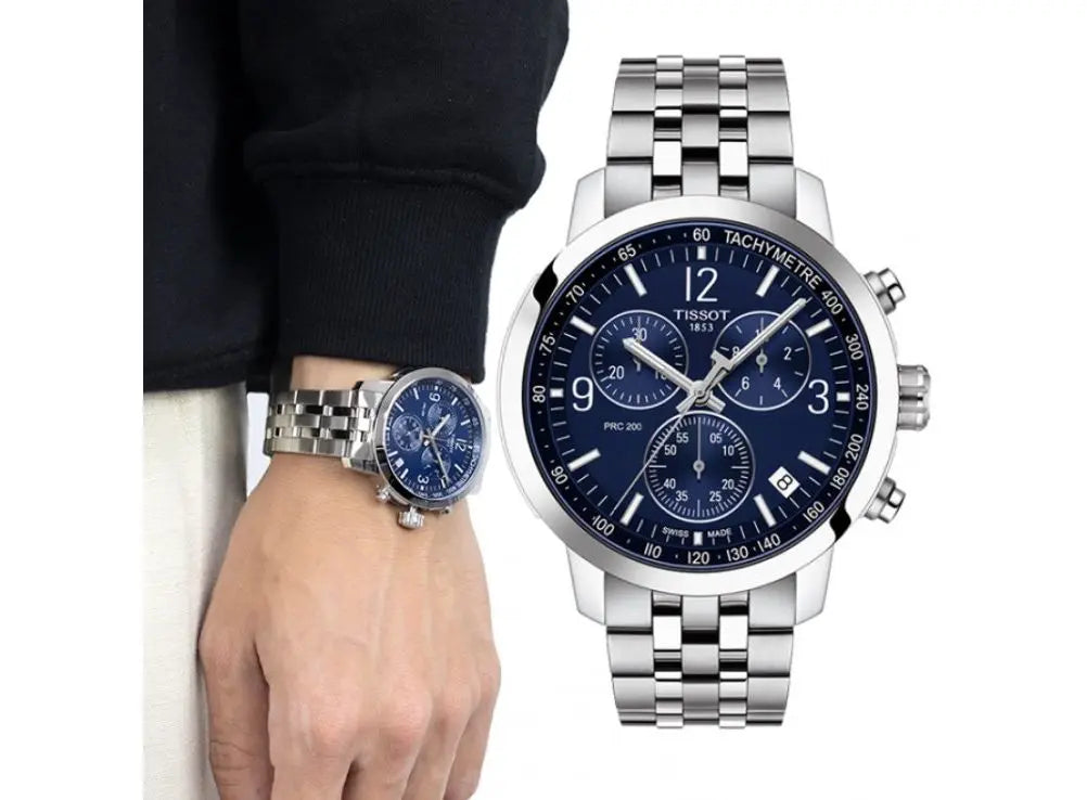Tissot prc 200 chronograph blue dial men's watch outlet