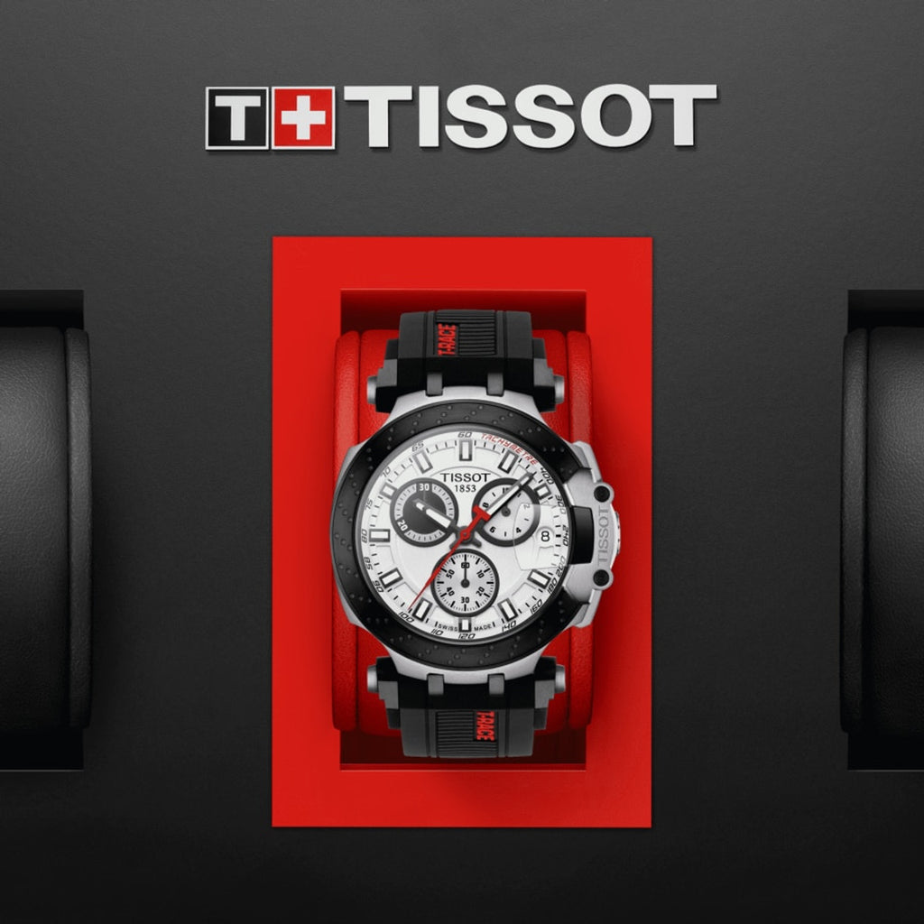Tissot T Race Chronograph White Dial Black Silicone Strap Watch