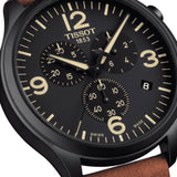 Tissot T Sport Chrono XL Black Dial Brown Leather Strap Watch For Men - T116.617.36.057.00