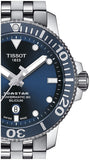 Tissot T Sport Seastar 1000 Powermatic Silicum Blue Dial Silver Steel Strap Watch For Men - T120.407.11.041.01