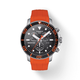 Tissot Seastar 1000 Chronograph Black Dial Orange Rubber Strap Watch For Men - T120.417.17.051.01