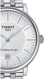 Tissot T Classic Carson Premium Powermatic 80 White Dial Silver Steel Strap Watch For Men - T122.407.11.031.00