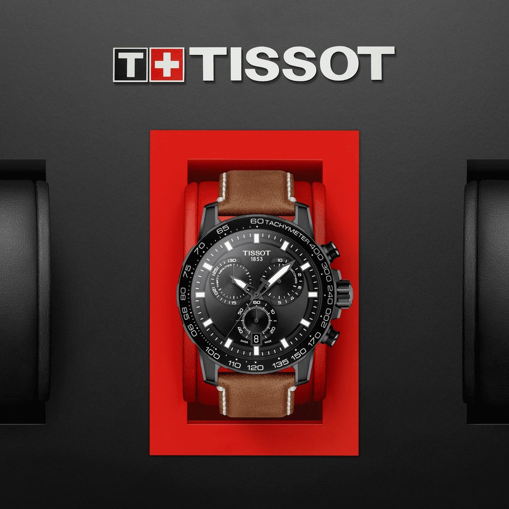 Tissot Supersport Chrono Black Dial Brown Leather Strap Watch for Men - T125.617.36.051.01