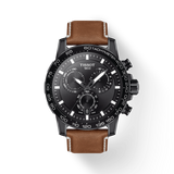 Tissot Supersport Chrono Black Dial Brown Leather Strap Watch for Men - T125.617.36.051.01