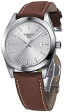 Tissot Gentleman Silver Dial Brown Leather Strap Watch For Men - T127.410.16.031.00