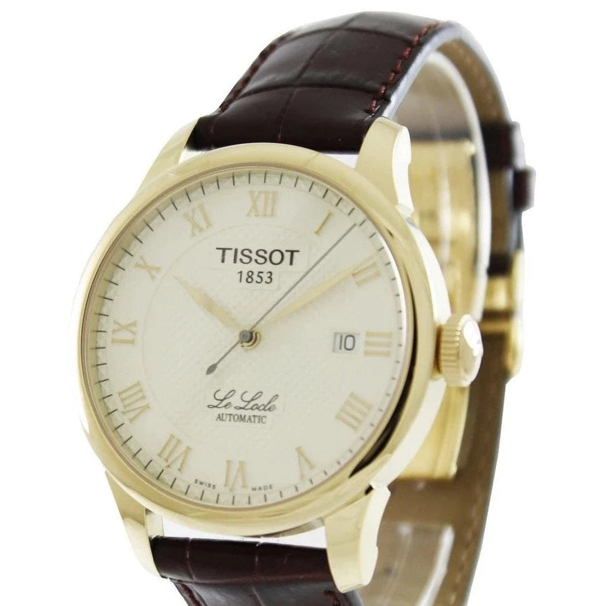 Tissot Le Locle Automatic Ivory Dial Brown Leather Strap Watch For Men