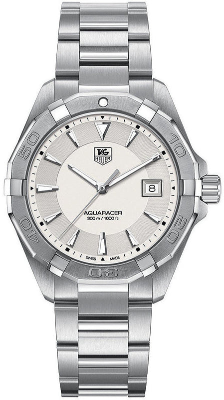  Tag Heuer Aquaracer 41mm Quartz White Dial Silver Steel Strap Watch for Men - WAY1111.BA0928 by Tag Heuer sold by Watch Connection