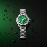 Tag Heuer Aquaracer Quartz 32mm Emerald Green Dial Silver Steel Strap Watch for Women - WBD1316.BA0740