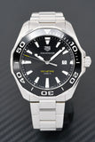 Tag Heuer Aquaracer Quartz Black Dial Silver Steel Strap Watch for Men - WAY101A.BA0746