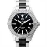 Tag Heuer Aquaracer Quartz 35mm Diamond Bezel Black Dial Two Tone Steel Strap Watch for Men - WAY131E.BA0913