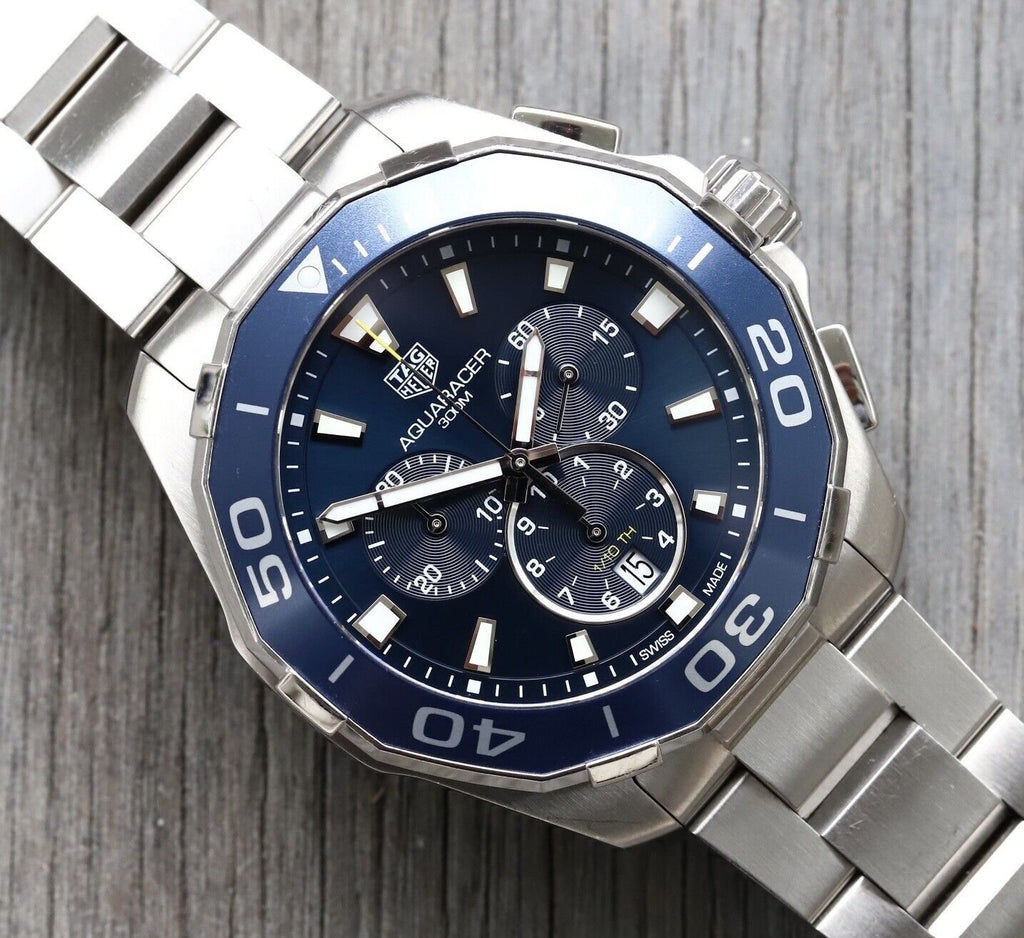 Tag Heuer Aquaracer Blue Dial SIlver Steel Strap Watch for Men