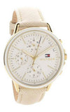 Tommy Hilfiger Carly Silver Dial Cream Leather Strap Watch for Women - 1781790