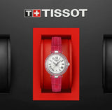 Tissot Bellissima Small Lady Crystals Mother of Pearl Dial Red Leather Strap Watch For Women - T126.010.66.113.00