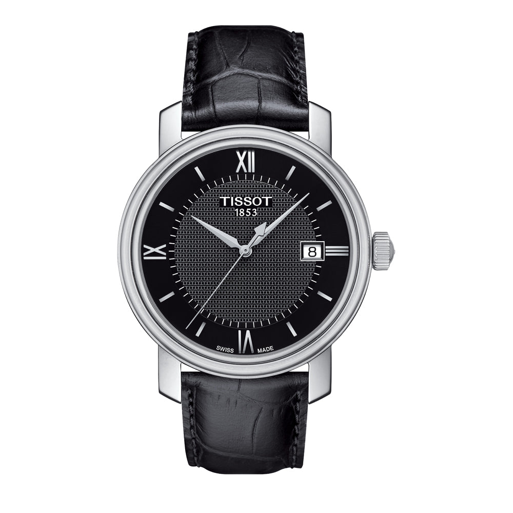 Tissot T Classic Bridgeport Black Dial Black Leather Strap Watch