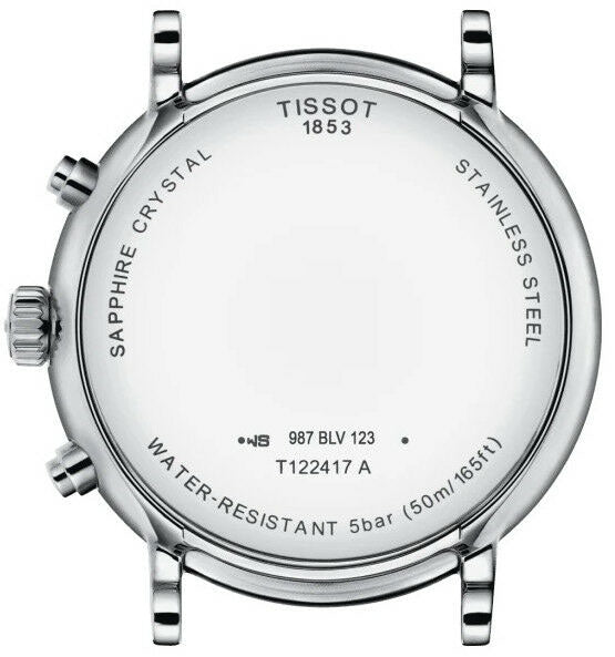 Tissot Carson Premium Chronograph White Dial Black Leather Strap Watch For Men - T122.417.16.033.00