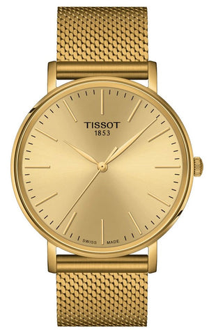 Tissot Everytime Gent Gold Dial Gold Mesh Bracelet Watch for Men - T143.410.33.021.00