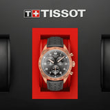 Tissot T Sport PRS 516 Chronograph Grey Dial Grey Leather Strap Watch for Men - T131.617.36.082.00