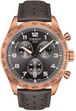 Tissot T Sport PRS 516 Chronograph Grey Dial Grey Leather Strap Watch for Men - T131.617.36.082.00