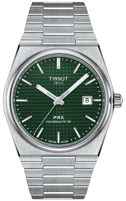 Tissot PRX Powermatic 80 Green Dial Silver Steel Strap Watch For Men - T137.407.11.091.00