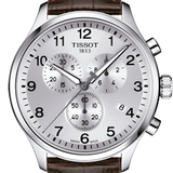 Tissot T Sport Chrono XL Classic Silver Dial Brown Leather Strap Watch For Men - T116.617.16.037.00