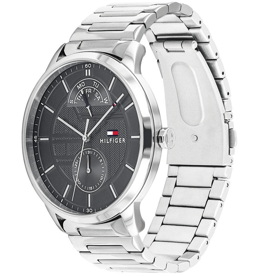 Tommy Hilfiger Hunter graues Zifferblatt mit silbernem Edelstahlarmband fur Herren