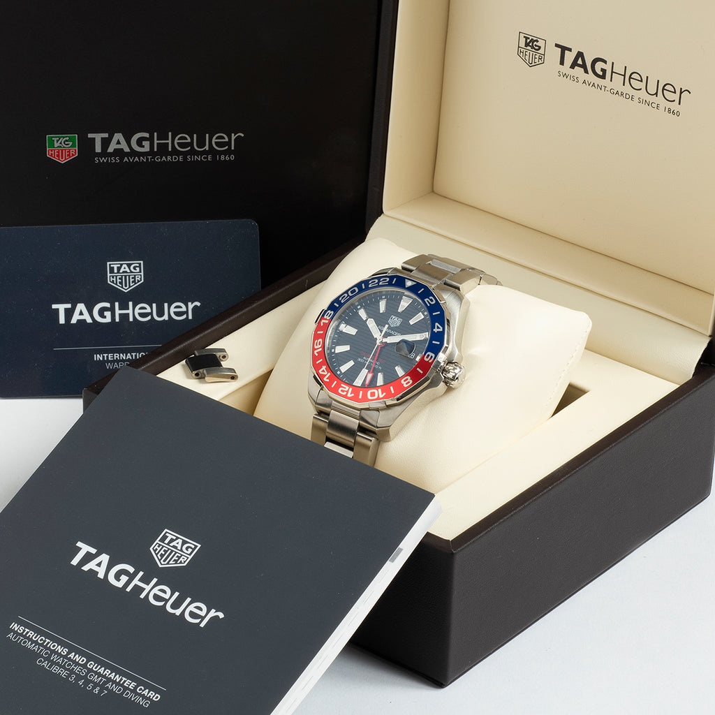 TAG Heuer Aquaracer Calibre 7 Automatic Watch with Blue and Red Case