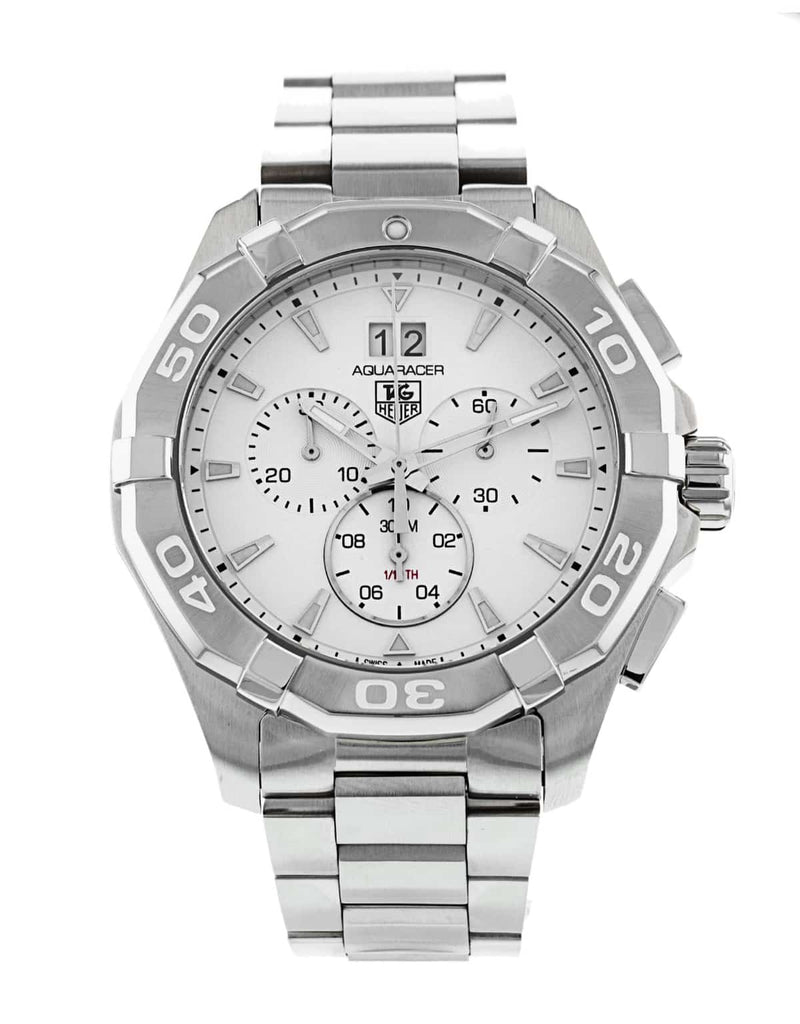 Tag Heuer Aquaracer 43mm White Dial Steel Strap Watch for Men - CAY1111.BA0927