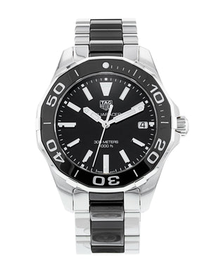 Tag Heuer Aquaracer Quartz Black Dial Two Tone Steel Strap Watch for Men - WAY131A.BA0913