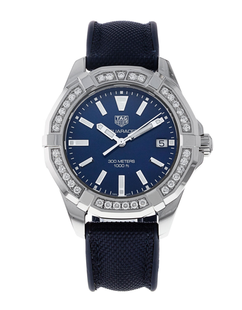 Tag Heuer Aquaracer Quartz Diamonds Blue Dial Blue Nylon Strap Watch for Women - WAY131N.FT6091