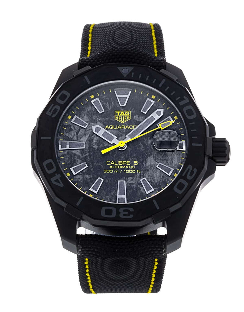 Tag Heuer Aquaracer Calibre 5 Black NATO Strap Carbon Dial Watch for Men - WBD218B.FC6446