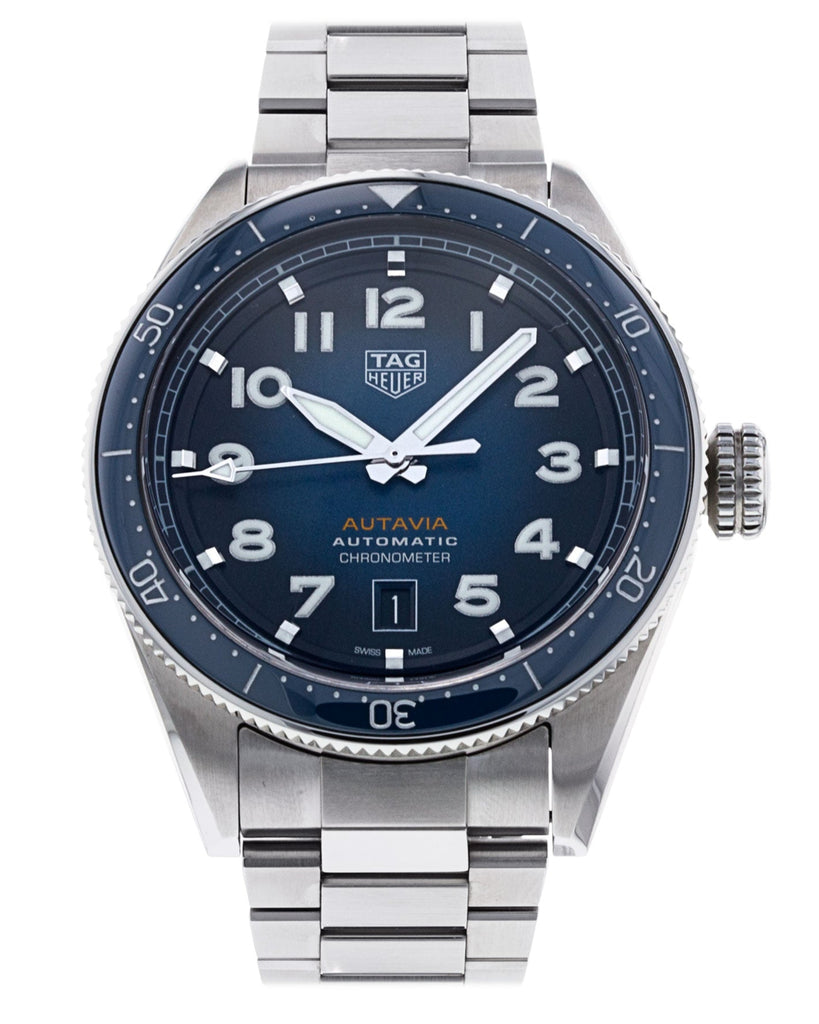Tag Heuer Autavia Automatic 42mm Blue Dial Silver Steel Strap Watch for Men - WBE5116.EB0173