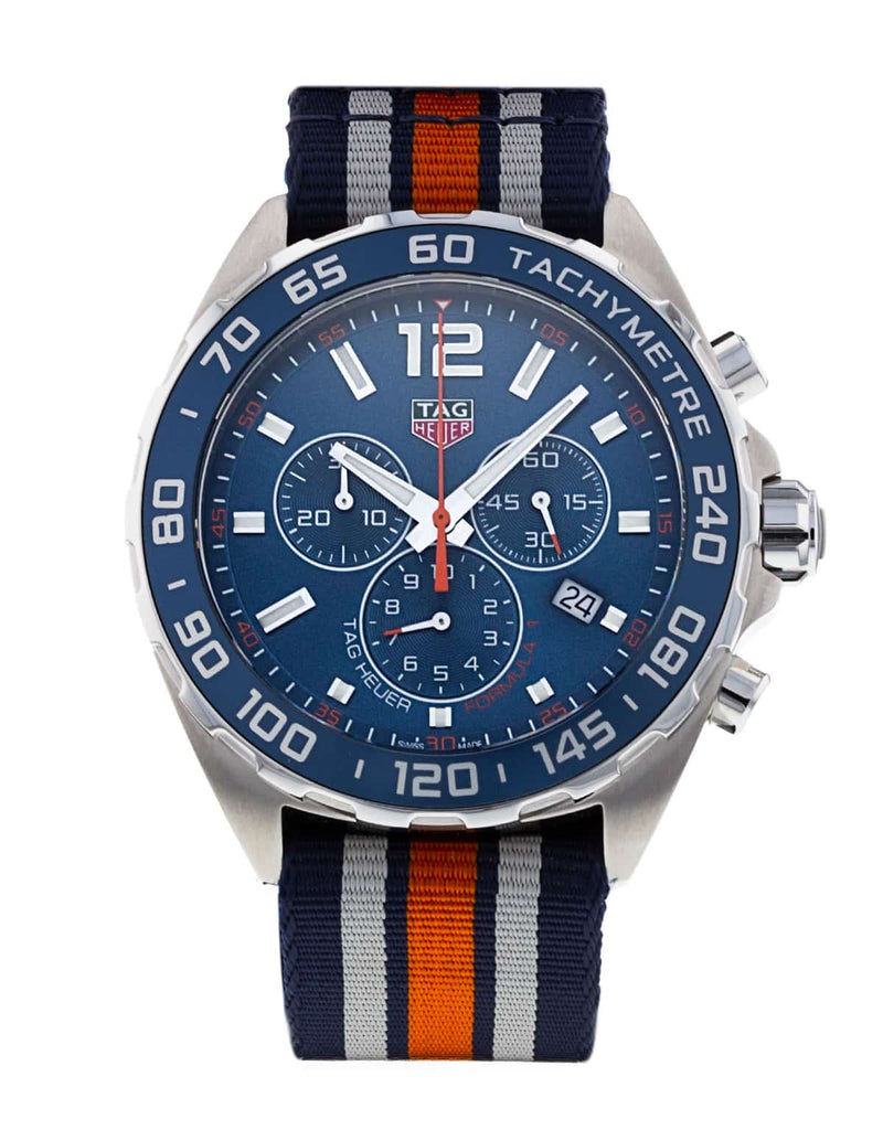 Tag Heuer Formula 1 Chronograph 43mm Blue Dial NATO Strap Watch for Men - CAZ1014.FC8196