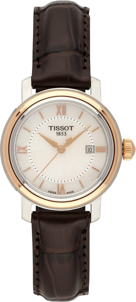 Tissot Bridgeport Lady White Dial Brown Leather Strap Watch For Women - T097.010.26.118.00