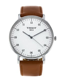 Tissot T Classic Everytime Large White Dial Brown Leather Strap Watch For Men - T109.610.16.037.00