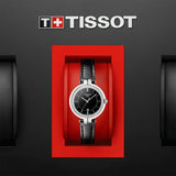 Tissot T Lady Flamingo Black Dial Black Leather Strap Watch For Women - T094.210.16.051.00